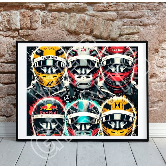 F1 Racing Helmets 20x16 Poster - Picture 1 of 2